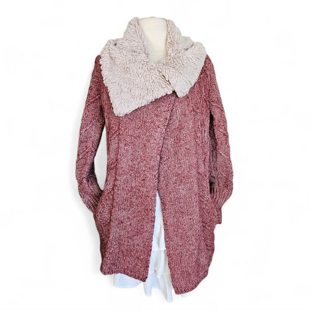 Anthropologie Sleeping on Snow Bondurant Sherpa Cardigan Size Small
